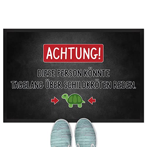 JUNIWORDS Fußmatte, Achtung! Diese Person könnte tagelang über Schildkröten reden, 60 x 40 cm, mit Gummirand (1005906) von JUNIWORDS