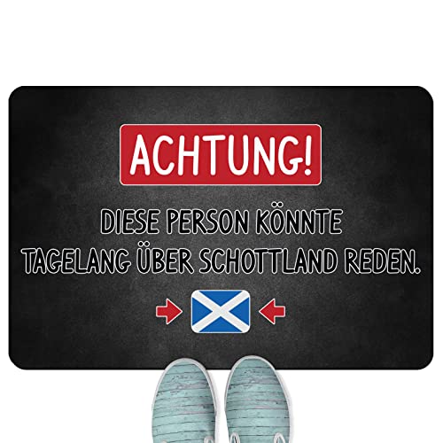 JUNIWORDS Fußmatte, Achtung! Diese Person könnte tagelang über Schottland reden, 60 x 40 cm, randlos (1006175) von JUNIWORDS