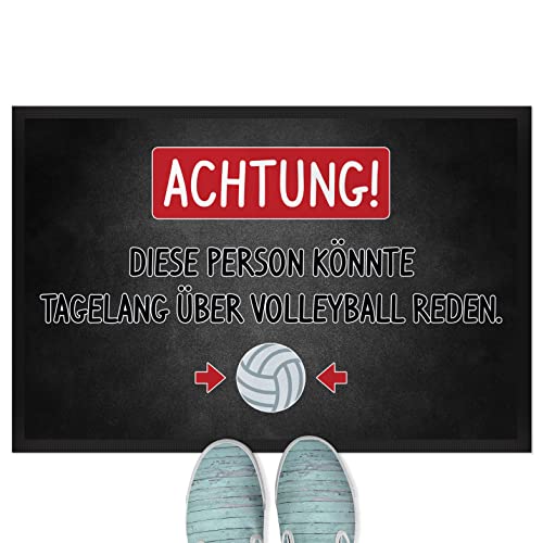 JUNIWORDS Fußmatte, Achtung! Diese Person könnte tagelang über Volleyball reden, 60 x 40 cm, mit Gummirand (1005863) von JUNIWORDS