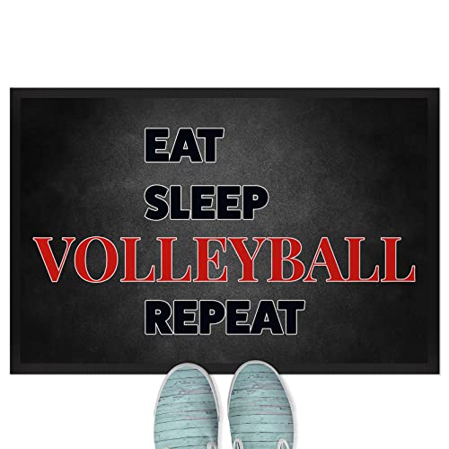 JUNIWORDS Fußmatte, Eat Sleep Volleyball Repeat, 60 x 40 cm, mit Gummirand (1009436) von JUNIWORDS
