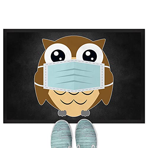 JUNIWORDS Fußmatte, Eule mit Maske, 60 x 40 cm, mit Gummirand von JUNIWORDS