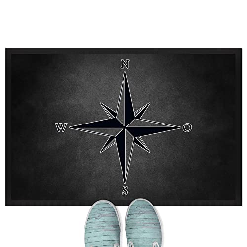 JUNIWORDS Fußmatte, Kompass, 120 x 80 cm, mit Gummirand (1003867) von JUNIWORDS