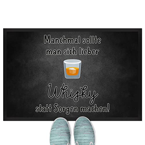 JUNIWORDS Fußmatte, Manchmal sollte Man Sich Lieber Whisky statt Sorgen Machen!, 60 x 40 cm, mit Gummirand (1008235) von JUNIWORDS