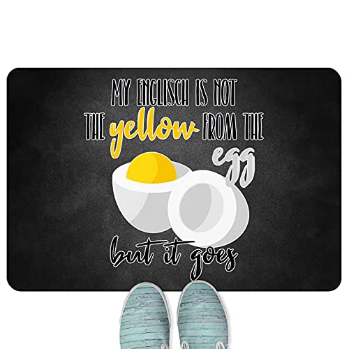 JUNIWORDS Fußmatte, My englisch is not The Yellow from The Egg but it goes, 60 x 40 cm, randlos von JUNIWORDS