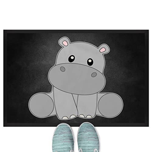 JUNIWORDS Fußmatte, Nilpferd, 75 x 50 cm, mit Gummirand von JUNIWORDS