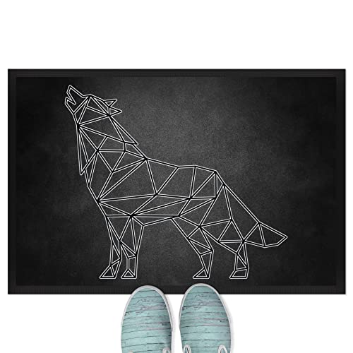 JUNIWORDS Fußmatte, Origami Wolf heulend, 60 x 40 cm, mit Gummirand von JUNIWORDS