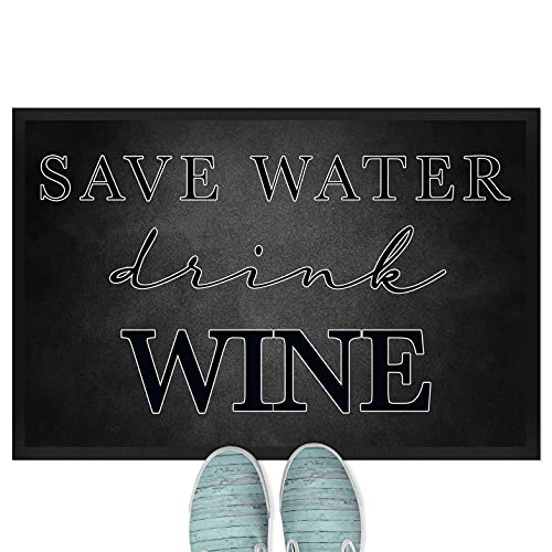 JUNIWORDS Fußmatte, Save Water Drink Wine, 75 x 50 cm, mit Gummirand von JUNIWORDS