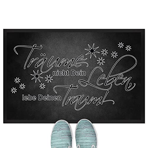 JUNIWORDS Fußmatte, Träume Nicht Dein Leben, lebe deinen Traum!, 60 x 40 cm, mit Gummirand von JUNIWORDS