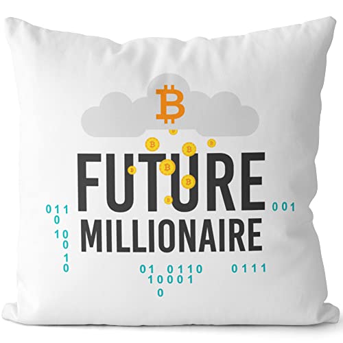JUNIWORDS Kissen, Bitcoin Future Millionaire, Weiß-Hellgrün, 2-farbig (1008772) von JUNIWORDS