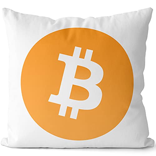 JUNIWORDS Kissen, Bitcoin Logo Symbol (1000272), 40 x 40 cm, 2-farbig, Weiß-Dunkelrot von JUNIWORDS