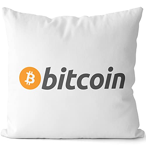 JUNIWORDS Kissen, Bitcoin Logo Symbol (1000273), 40 x 40 cm, 2-farbig, Weiß-Hellbraun von JUNIWORDS