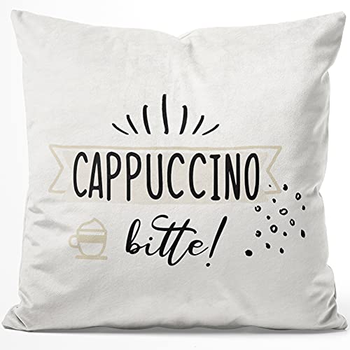 JUNIWORDS Kissen, Cappuccino Bitte!, 40 x 40 cm, Flauschig Samtweich Weich von JUNIWORDS