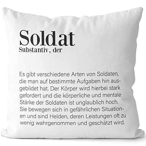 JUNIWORDS Kissen, Definition Soldat, Weiß-Schwarz, 2-farbig (1005238) von JUNIWORDS