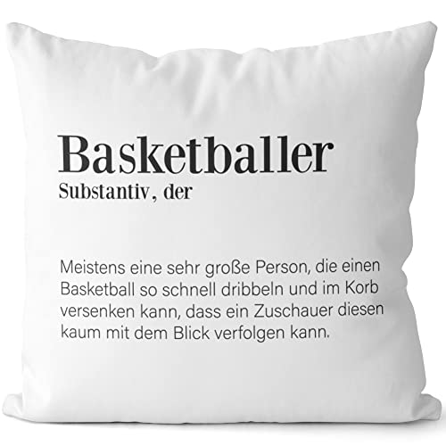 JUNIWORDS Kissen, Definition: Basketballer, Weiß-Schwarz, 2-farbig (1004689) von JUNIWORDS