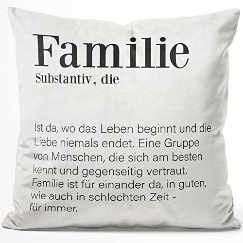 JUNIWORDS Kissen, Definition: Familie, 40 x 40 cm, Flauschig Samtweich Weich (1004030) von JUNIWORDS