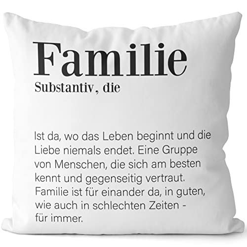 JUNIWORDS Kissen, Definition: Familie, Weiß-Schwarz, 2-farbig (1004030) von JUNIWORDS