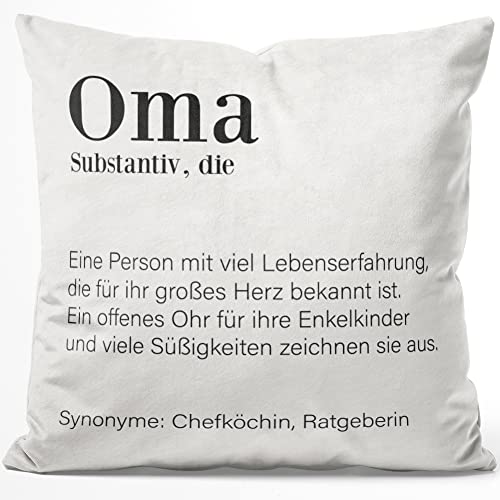 JUNIWORDS Kissen, Definition: Oma, 40 x 40 cm, Flauschig Samtweich Weich (1003918) von JUNIWORDS