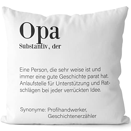 JUNIWORDS Kissen, Definition: Opa, Weiß-Hellgrün, 2-farbig (1003919) von JUNIWORDS