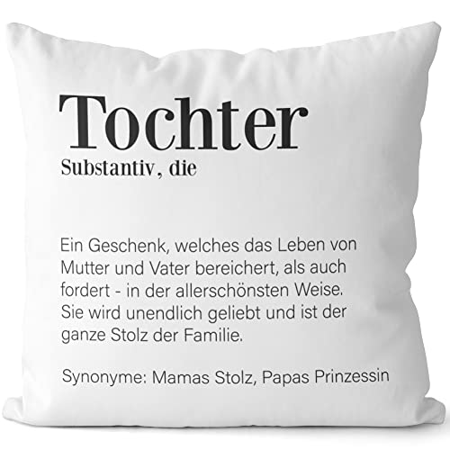 JUNIWORDS Kissen, Definition: Tochter, Weiß-Rosa, 2-farbig (1003924) von JUNIWORDS