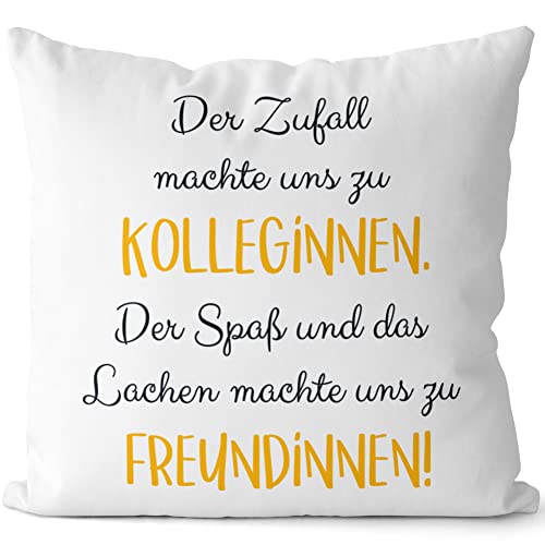 JUNIWORDS Kissen, Der Zufall machte Uns zu Kolleginnen. Der Spaß und das Lachen machten Uns zu Freundinnen!, Weiß-Dunkelrot, 2-farbig (1008213) von JUNIWORDS