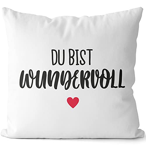 JUNIWORDS Kissen, Du bist wundervoll, 40 x 40 cm, 2-farbig, Weiß-Dunkelrot JUNIWORDS Kissen, Du bist wundervoll, 40 x 40 cm, 2-farbig, Weiß-Dunkelrot von JUNIWORDS