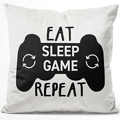JUNIWORDS Kissen, Eat, Sleep, Game, Repeat, 40 x 40 cm, Flauschig Samtweich Weich JUNIWORDS Kissen, Eat, Sleep, Game, Repeat, 40 x 40 cm, Flauschig Samtweich Weich von JUNIWORDS