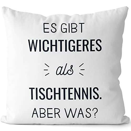 JUNIWORDS Kissen, Es gibt wichtigeres als Tischtennis. Aber was?, Weiß-Schwarz, 2-farbig (1009937) von JUNIWORDS