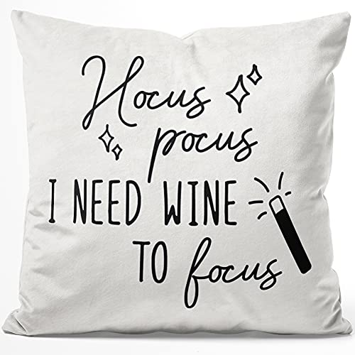 JUNIWORDS Kissen, Hocus Pocus I Need Wine to Focus, 40 x 40 cm, Flauschig Samtweich Weich von JUNIWORDS