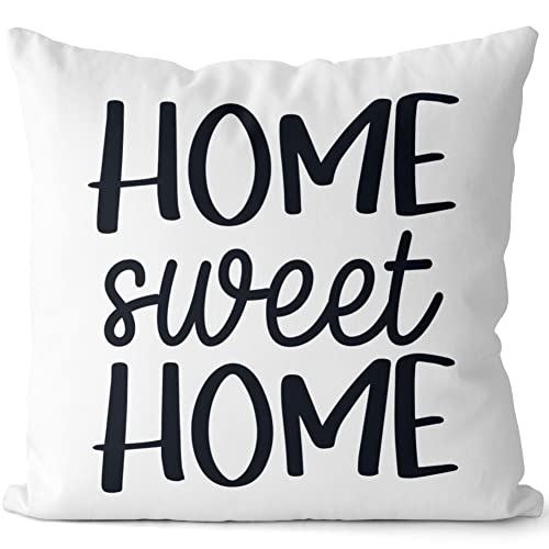 JUNIWORDS Kissen, Home Sweet Home (1003306), 40 x 40 cm, 2-farbig, Weiß-Hellgrün von JUNIWORDS