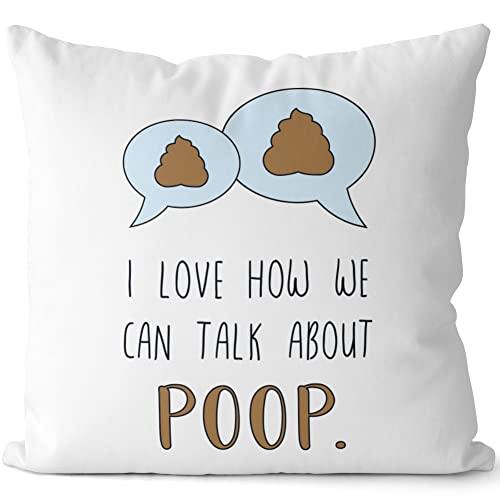 JUNIWORDS Kissen, I Love How we can Talk About Poop, Weiß-Schwarz, 2-farbig (1007759) von JUNIWORDS