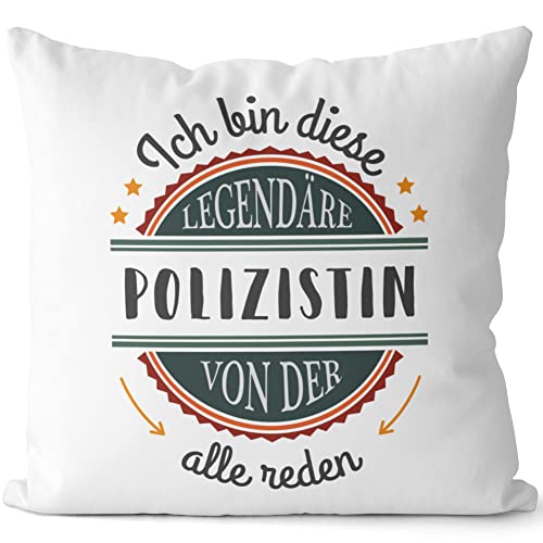 JUNIWORDS Kissen, Ich Bin Diese legendäre Polizistin von der alle reden, Weiß-Schwarz, 2-farbig (1007608) von JUNIWORDS