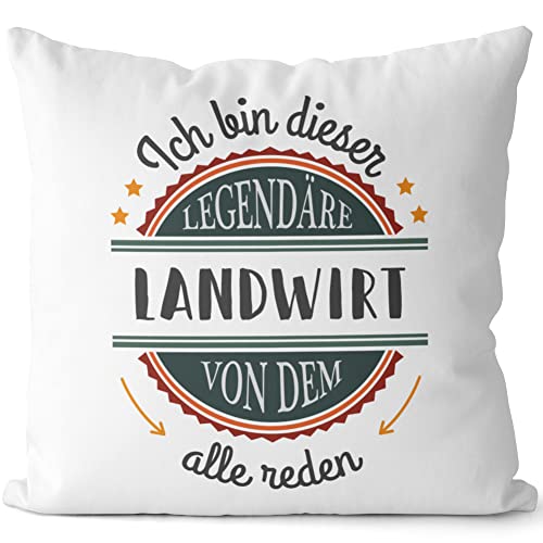 JUNIWORDS Kissen, Ich Bin Dieser legendäre Landwirt von dem alle reden, Weiß-Dunkelrot, 2-farbig (1007664) von JUNIWORDS