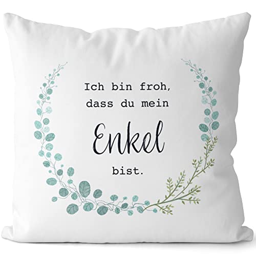 JUNIWORDS Kissen, Ich Bin froh, DASS du Mein Enkel bist, Weiß-Hellbraun, 2-farbig (1010051) von JUNIWORDS