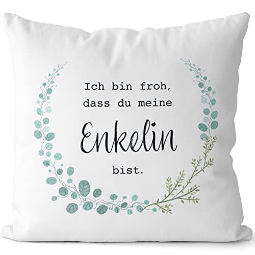 JUNIWORDS Kissen, Ich Bin froh, DASS du Meine Enkelin bist, Weiß-Schwarz, 2-farbig (1010050) von JUNIWORDS