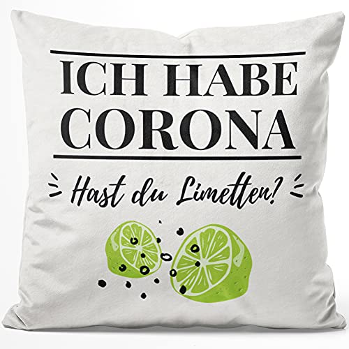 JUNIWORDS Kissen, Ich Habe Corona. Hast du Limetten?, 40 x 40 cm, Flauschig Samtweich Weich JUNIWORDS Kissen, Ich Habe Corona. Hast du Limetten?, 40 x 40 cm, Flauschig Samtweich Weich von JUNIWORDS