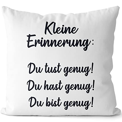 JUNIWORDS Kissen, Kleine Erinnerung: Du tust genug! Du hast genug! Du bist genug!, Weiß-Dunkelrot, 2-farbig (1009632) von JUNIWORDS