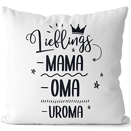 JUNIWORDS Kissen, Lieblings -Mama - oma -uroma, Weiß-Dunkelrot, 2-farbig (1010034) von JUNIWORDS