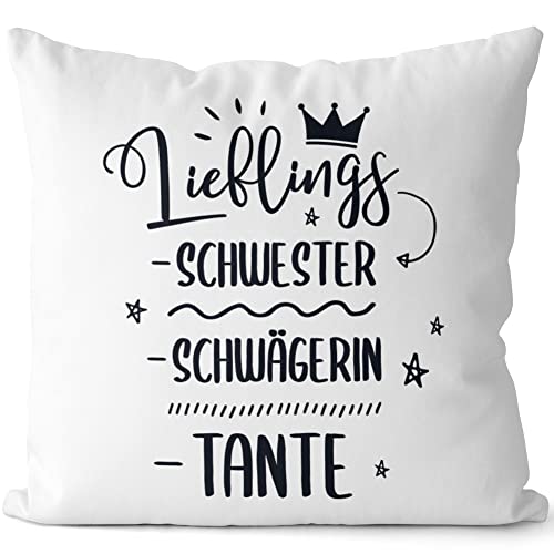 JUNIWORDS Kissen, Lieblings -Schwester - schwägerin -Tante, Weiß-Dunkelrot, 2-farbig (1010032) von JUNIWORDS
