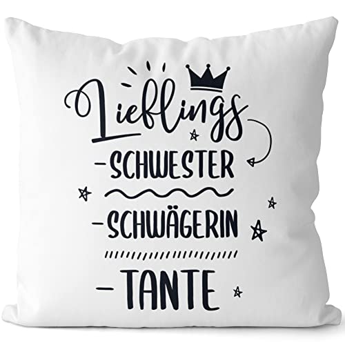 JUNIWORDS Kissen, Lieblings -Schwester - schwägerin -Tante, Weiß-Schwarz, 2-farbig (1010032) von JUNIWORDS