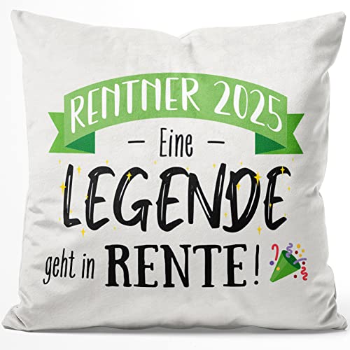 JUNIWORDS Kissen, Rentner 2025 Eine Legende geht in Rente!, 40 x 40 cm, Flauschig Samtweich Weich (1008167) von JUNIWORDS