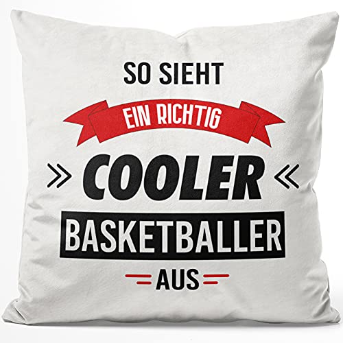 JUNIWORDS Kissen, So Sieht EIN richtig Cooler Basketballer aus, 40 x 40 cm, Flauschig Samtweich Weich von JUNIWORDS