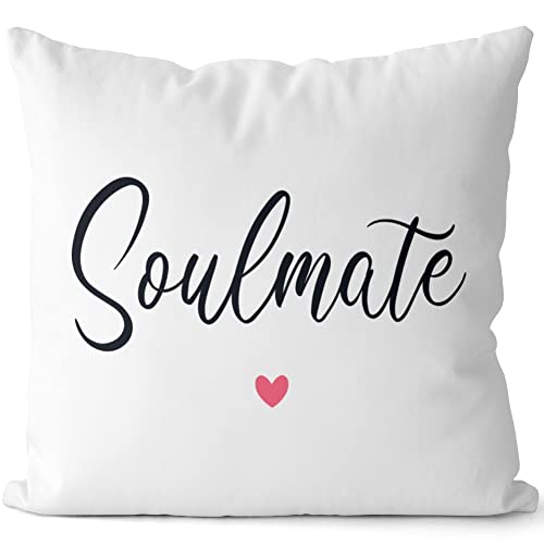 JUNIWORDS Kissen, Soulmate, 40 x 40 cm, 2-farbig, Weiß-Dunkelrot von JUNIWORDS