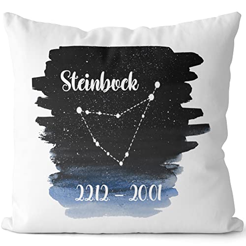 JUNIWORDS Kissen, Sternbild Steinbock 22.12-20.01, Weiß-Dunkelrot, 2-farbig (1004511) von JUNIWORDS