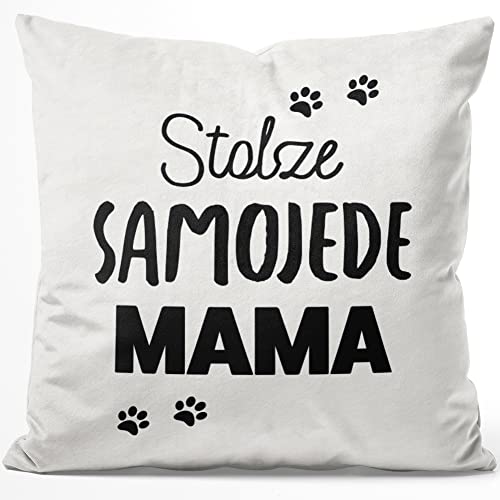 JUNIWORDS Kissen, Stolze Samojede Mama, 40 x 40 cm, Flauschig Samtweich Weich (1010018) von JUNIWORDS