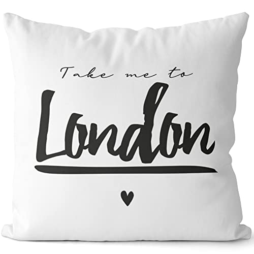JUNIWORDS Kissen, Take me to London, Weiß-Dunkelrot, 2-farbig (1007703) von JUNIWORDS
