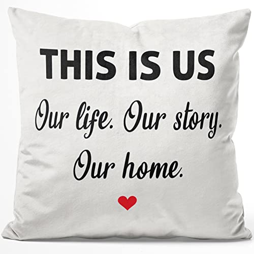 JUNIWORDS Kissen, This is US Our Life. AUR Story. Our Home, 40 x 40 cm, Flauschig Samtweich Weich (1008152) von JUNIWORDS