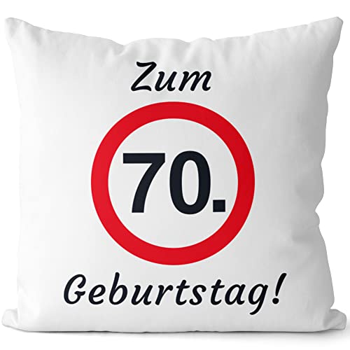 JUNIWORDS Kissen, Zum 70. Geburtstag!, Weiß-Schwarz, 2-farbig (1008766) von JUNIWORDS