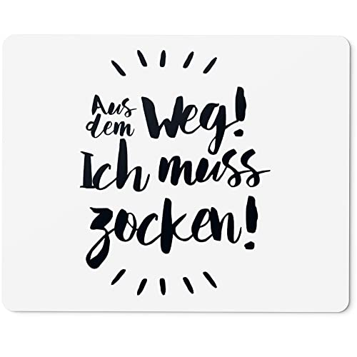 JUNIWORDS Mauspad Mousepad, Aus dem Weg! Ich muss zocken! (1008552) von JUNIWORDS