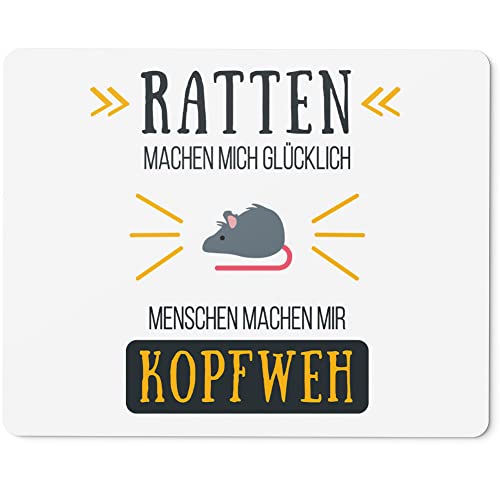 JUNIWORDS Mauspad Mousepad, Ratten Machen Mich glücklich Menschen Machen Mir Kopfweh (1004585) von JUNIWORDS