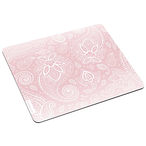 JUNIWORDS Mousepad Mauspad mit Motiv, Weiße Schnörkel rosa von JUNIWORDS